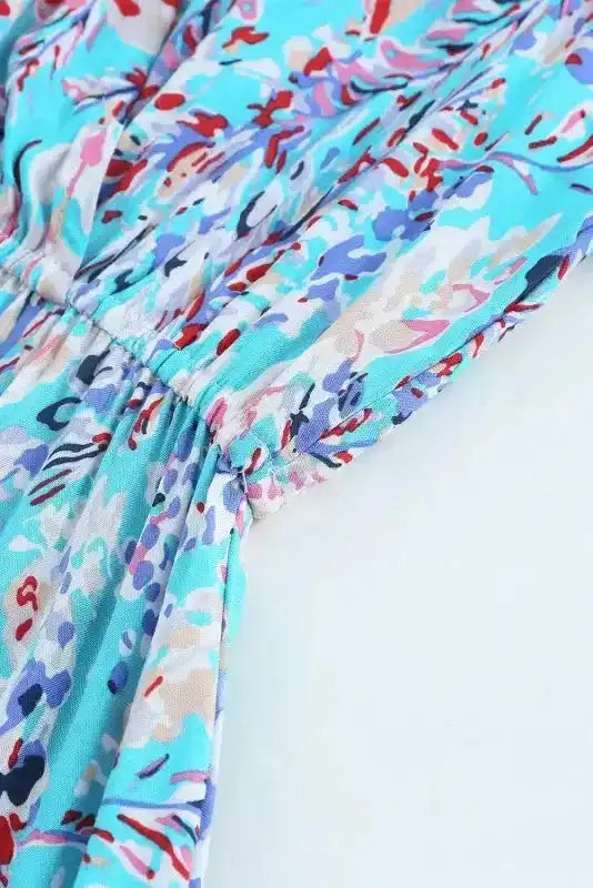 Floral V-Neck Wrap Style Maxi Dress