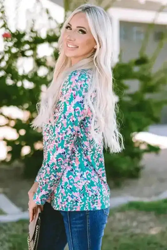 Floral V-Neck Wrap Style Maxi Dress