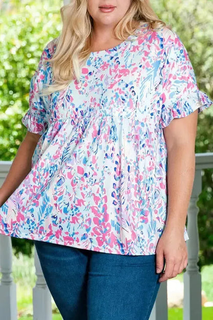 Floral Maxi Dress with V Neck - Green Wrap Style
