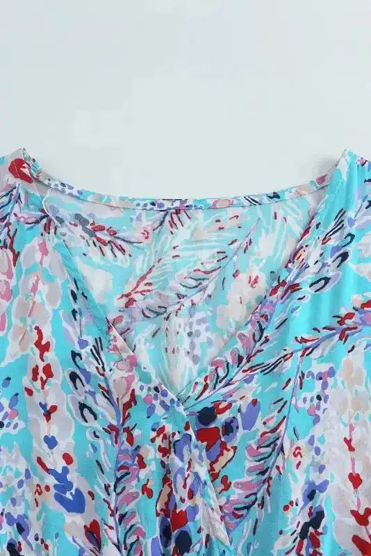 Floral V-Neck Wrap Style Maxi Dress