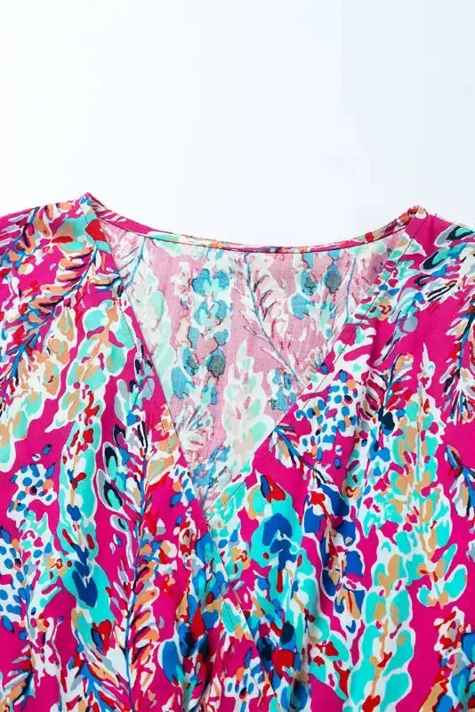 Floral V-Neck Wrap Style Maxi Dress