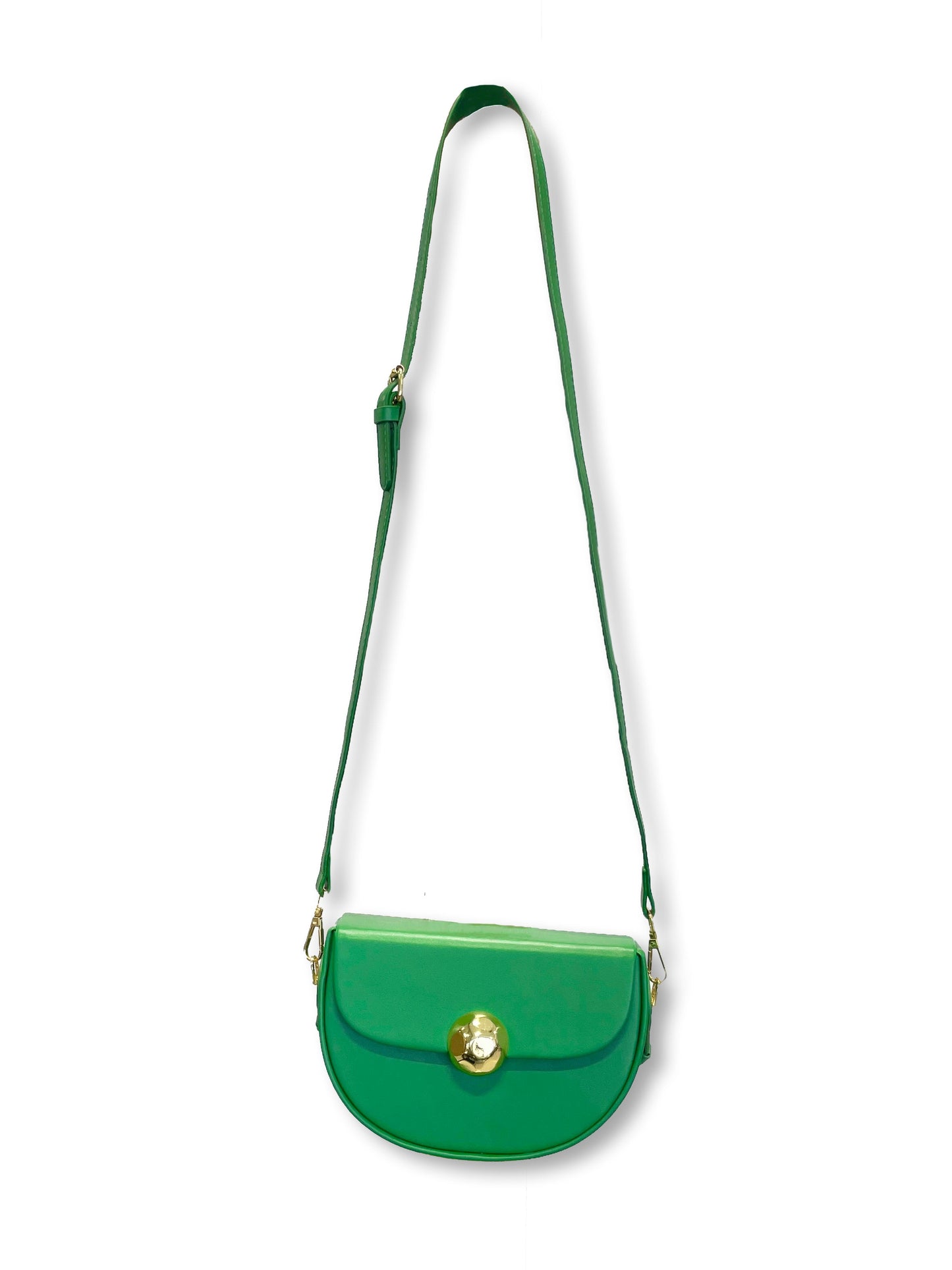Caprilite Women's Top Handle Half Moon Box Clutch Handbag Chain Strap Gold Button Crossbody Wedding Evening Bag - Grass Green