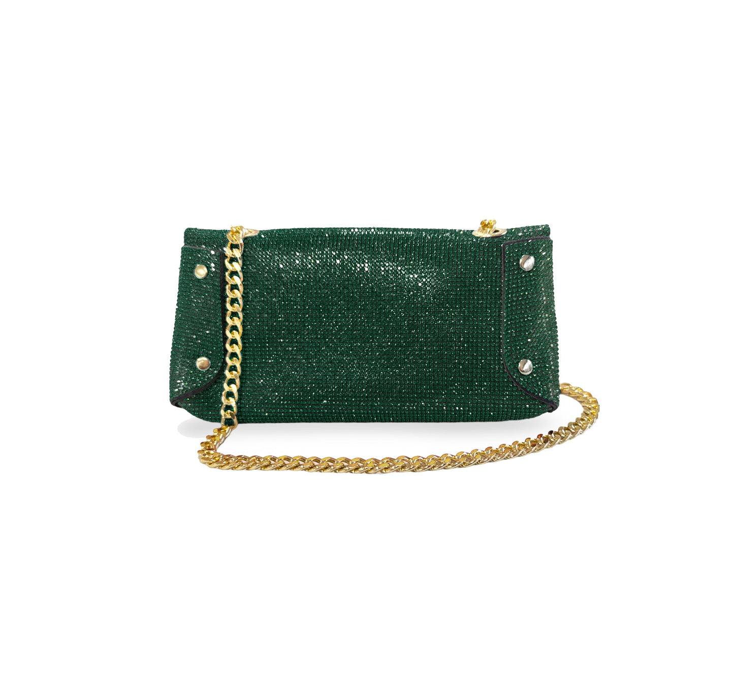 Caprilite Small Crossbody Bag Sparkly Crystal Clutch Fold Handbag Emerald Green