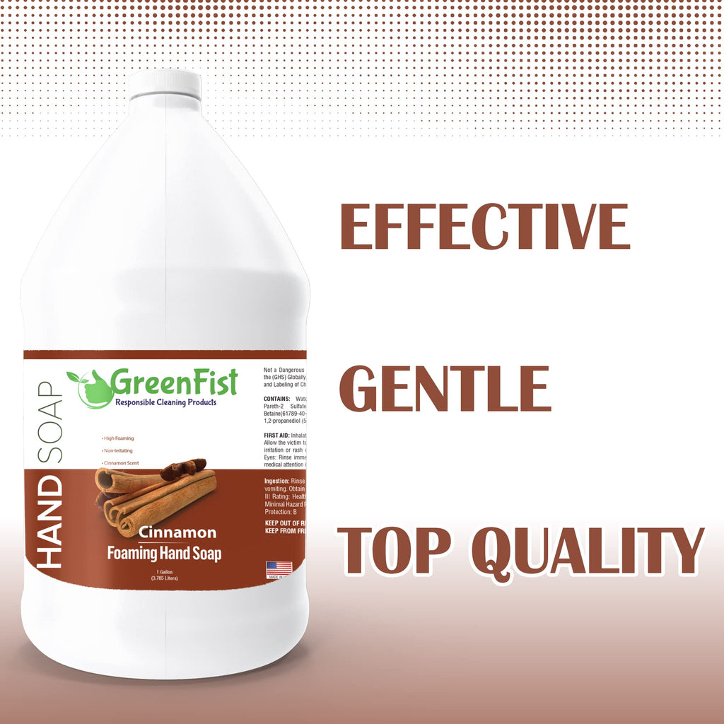 GreenFist Foaming Hand Soap Refills Cinnamon Scent — 1 Gallon (Made in USA)