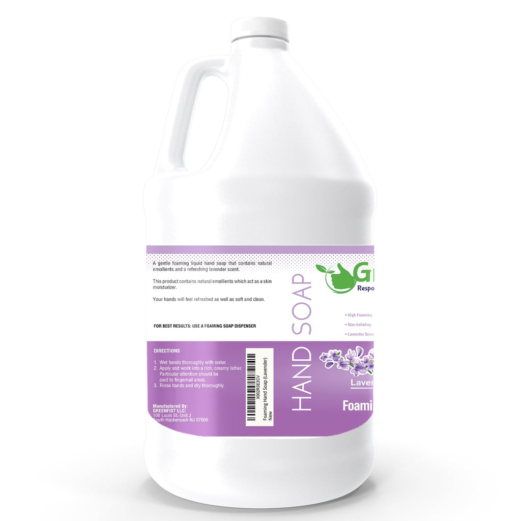 GreenFist Lavender Foaming Hand Soap Refills – 128 oz Jug, Made in USA