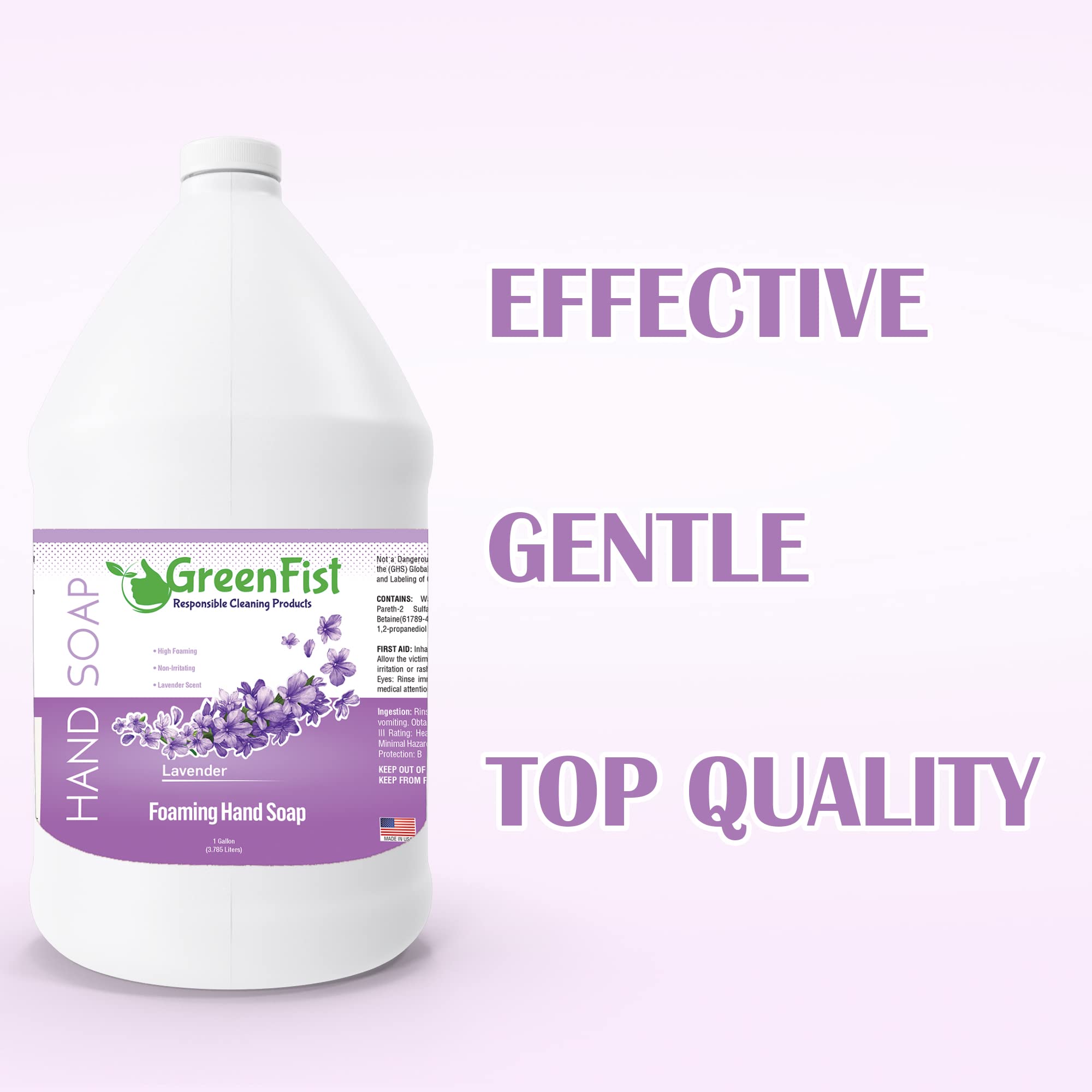 GreenFist Lavender Foaming Hand Soap Refills – 128 oz Jug, Made in USA