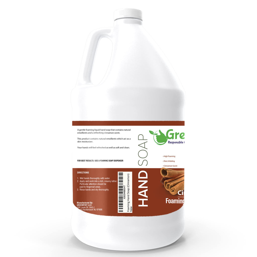 GreenFist Foaming Hand Soap Refills Cinnamon Scent — 1 Gallon (Made in USA)