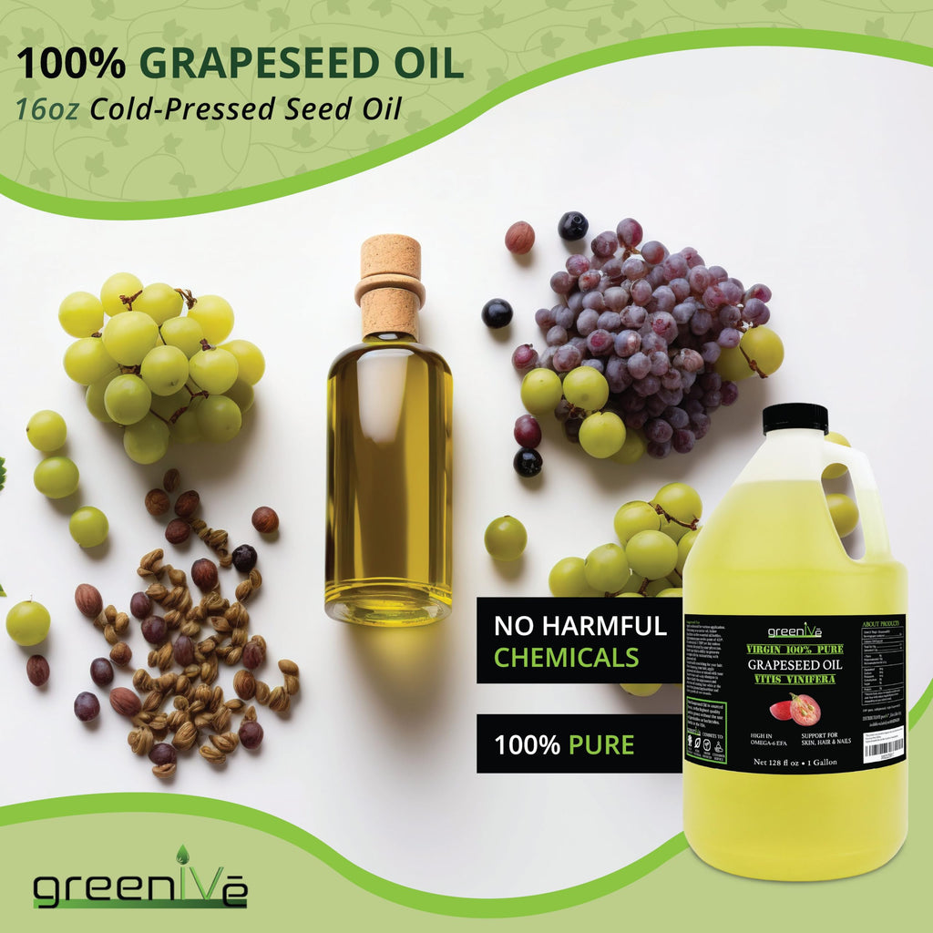 GreenIVe Grapeseed Oil – 100% Pure, Cold-Pressed, Organic, 128 oz Gallon