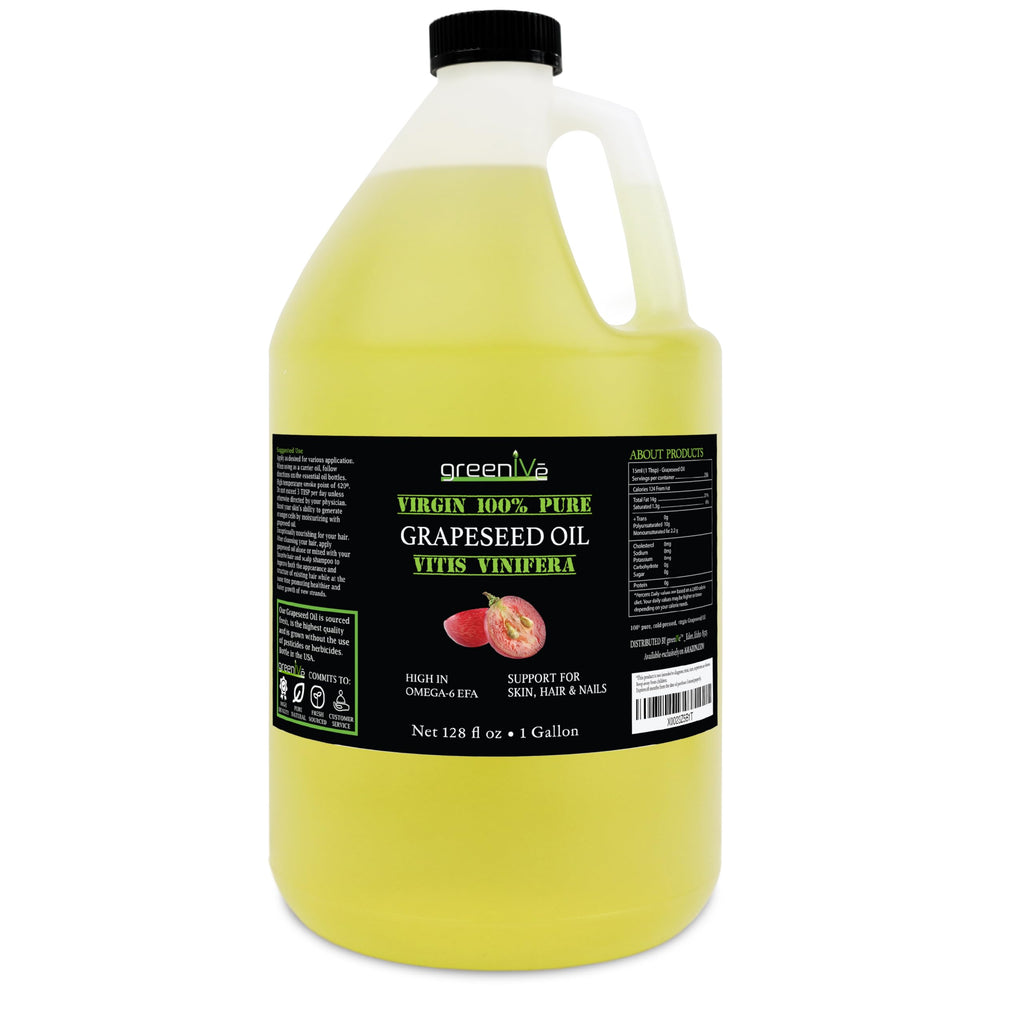GreenIVe Grapeseed Oil – 100% Pure, Cold-Pressed, Organic, 128 oz Gallon