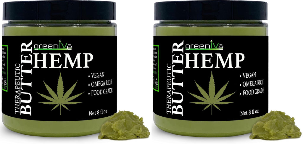 GreenIVe Hemp Body Butter 17,500 mg/oz – Organic Hemp & Cocoa Butter, 2x8oz Jars