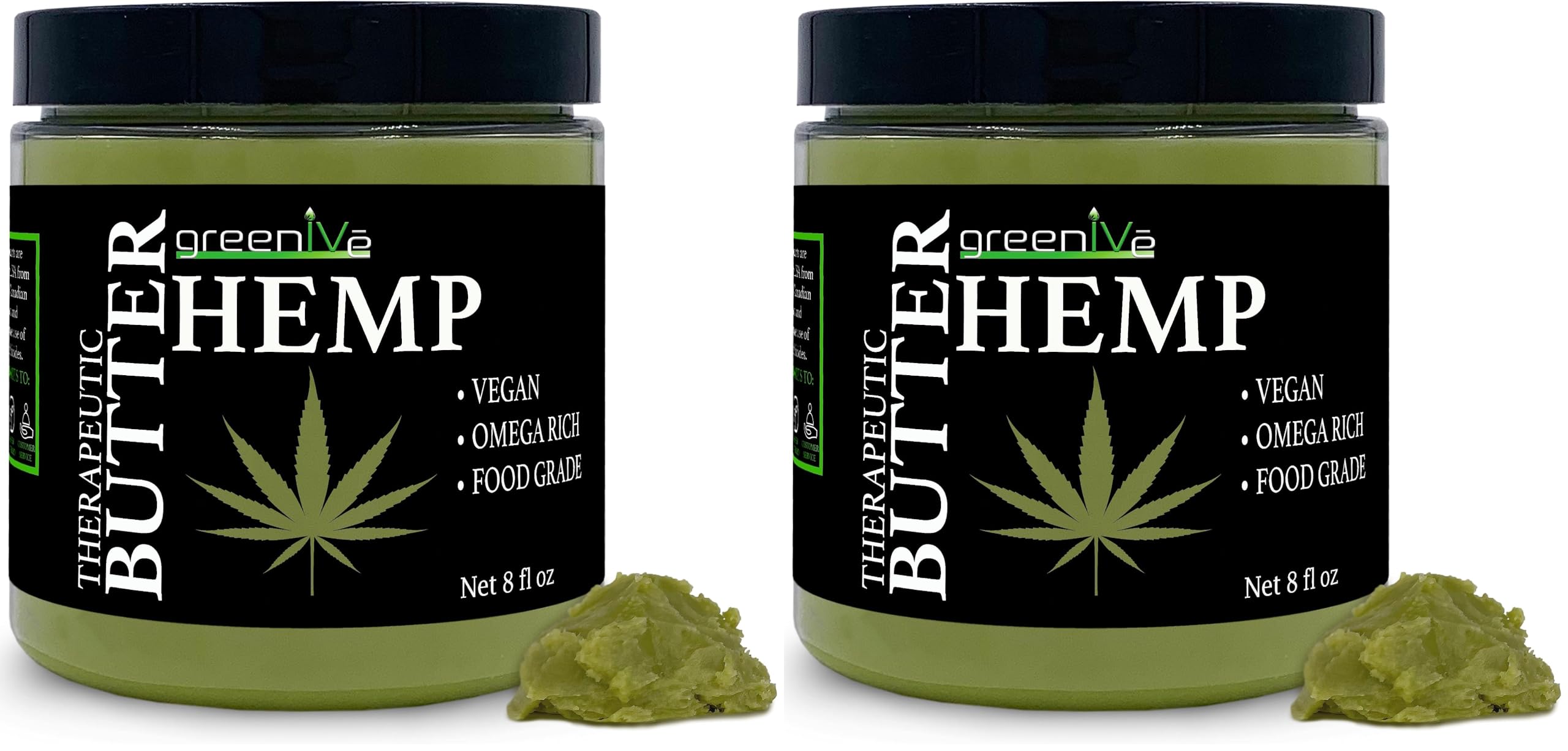 GreenIVe Hemp Body Butter 17,500 mg/oz – Organic Hemp & Cocoa Butter, 2x8oz Jars