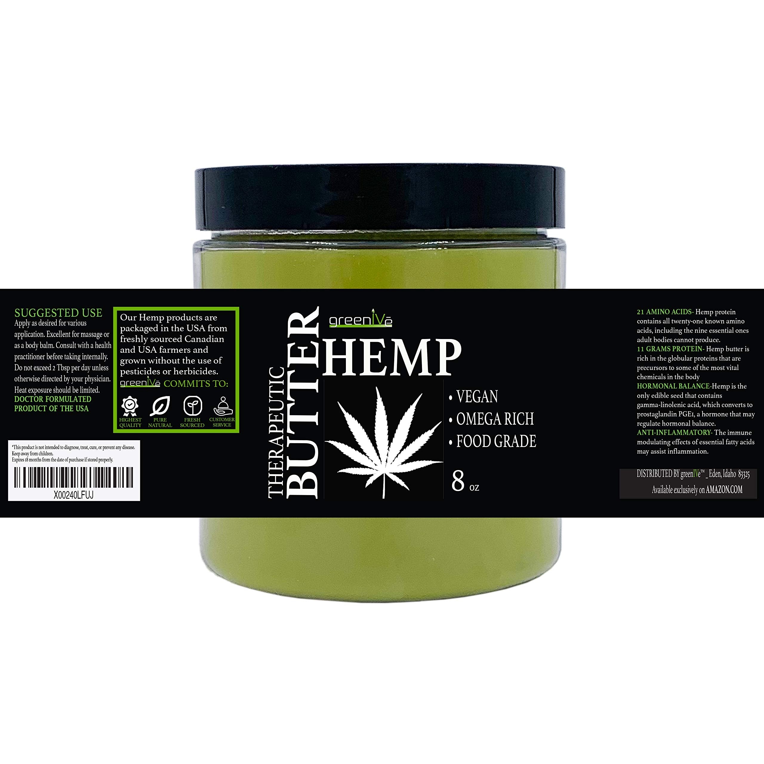 GreenIVe Hemp Body Butter 17,500 mg/oz – Organic Hemp & Cocoa Butter, 2x8oz Jars