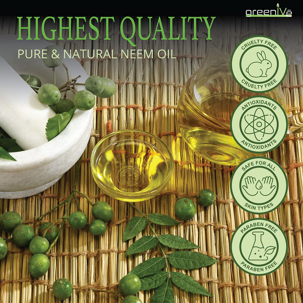 GreenIVe 100% Pure Neem Oil Bulk — Cold-Pressed, Hexane-Free, 1 Gallon (128 fl oz)