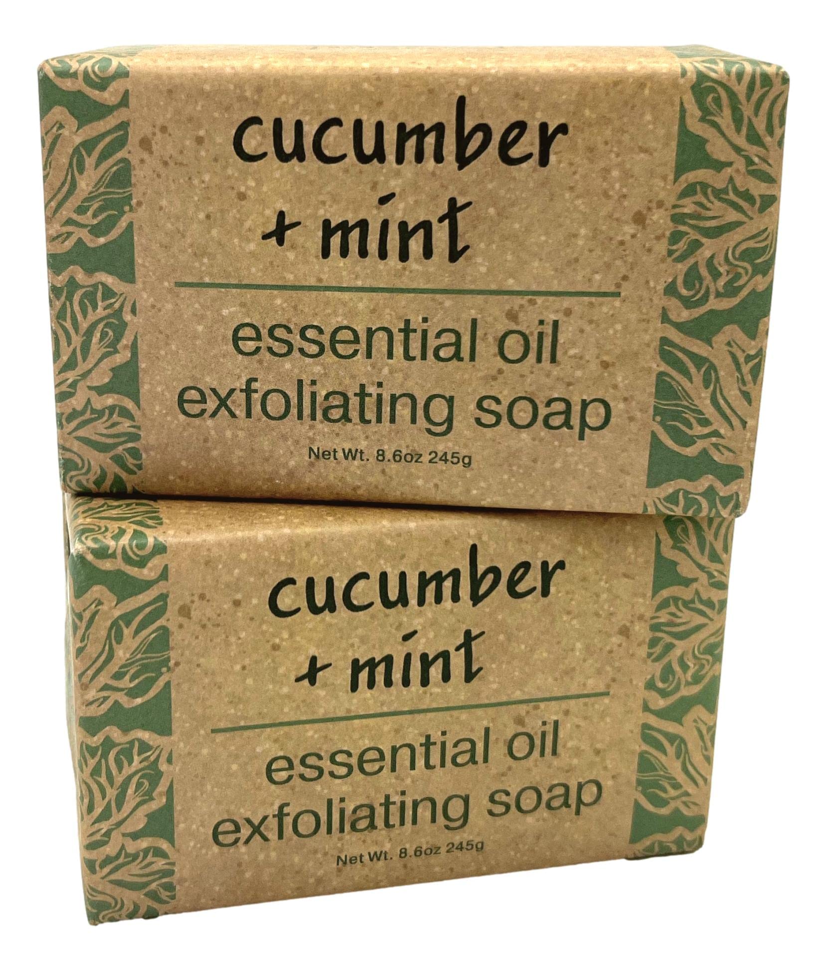Greenwich Bay Trading Co Essential Oil Cucumber & Mint Exfoliating Bath Bar Soap – Set of 2, 8.6 oz Each