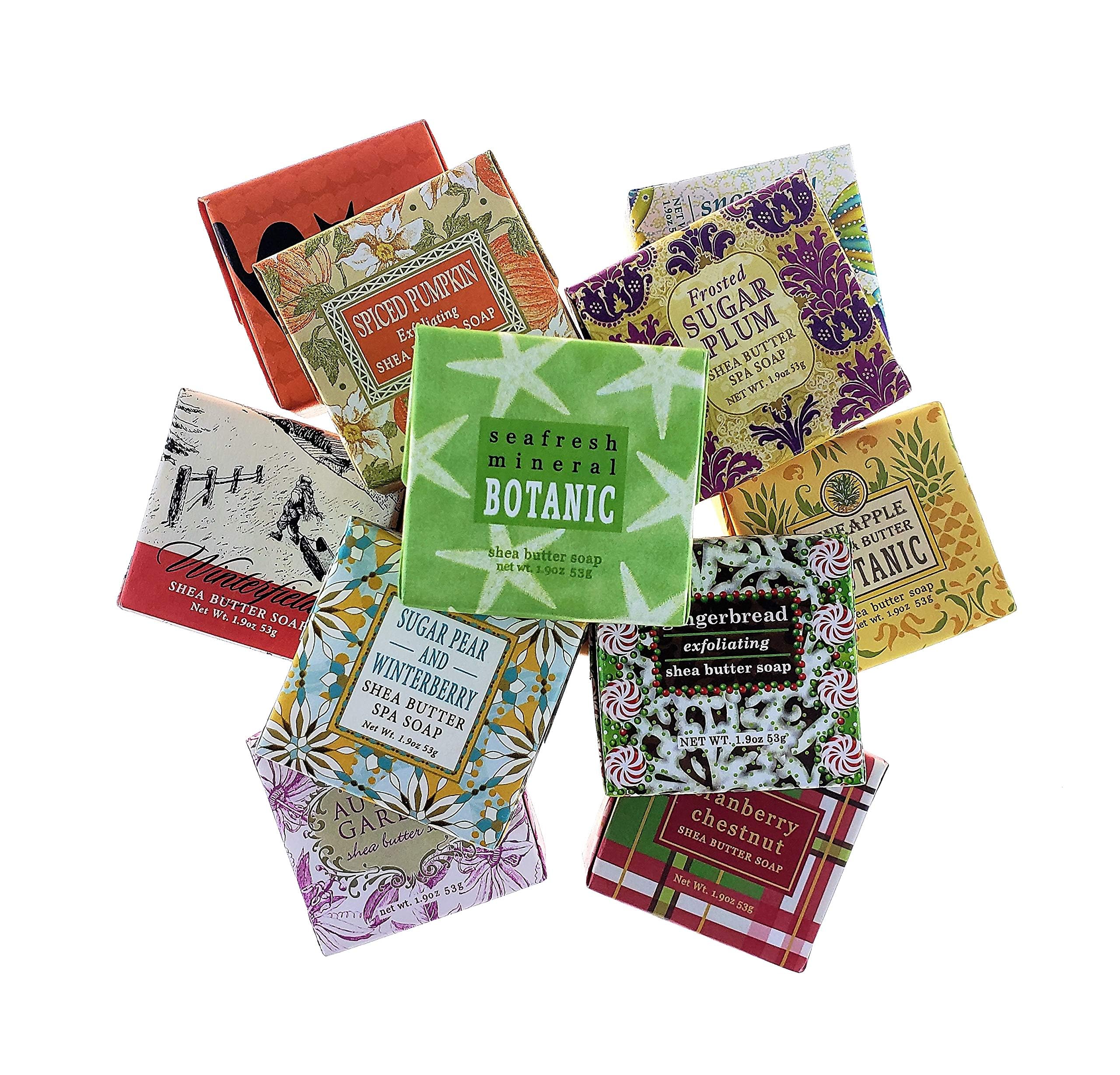 Greenwich Bay Trading Co. 2oz Soap Sampler — 12 Assorted Scents with Shea & Cocoa Butter