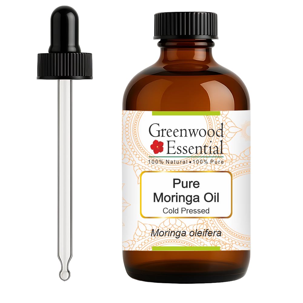 Greenwood Essential Pure Moringa Oil – Cold-Pressed, 120ml with Glass Dropper