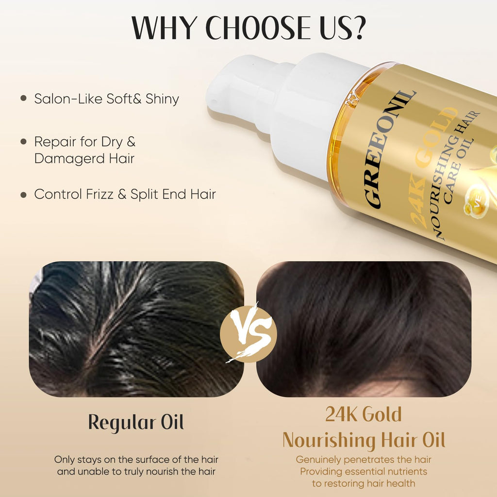 GREEONIL Hair Oil with Argan, Coconut & Olive Oils – Nourish, Smooth Frizz & Shine (2 Pack)