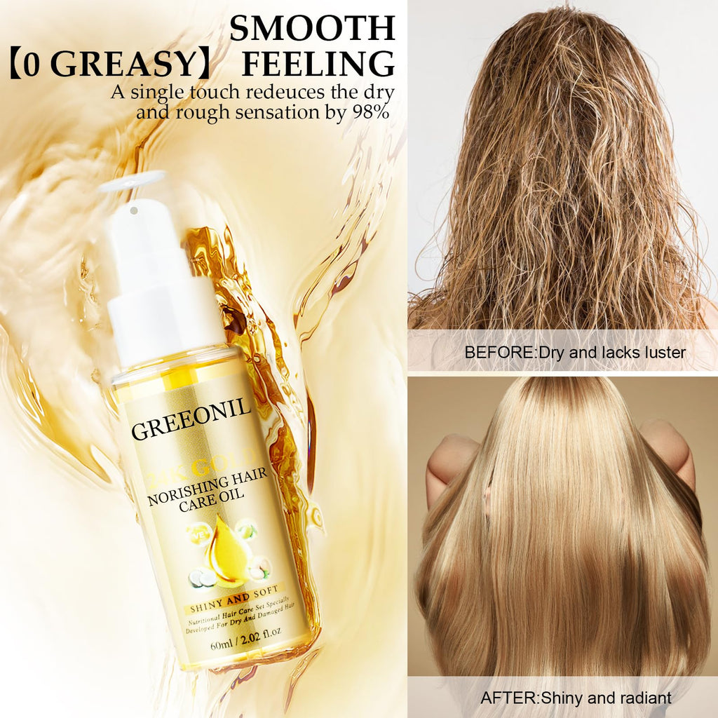 GREEONIL Hair Oil with Argan Oil & Vitamin E | Frizz Control, Shine, Hydration