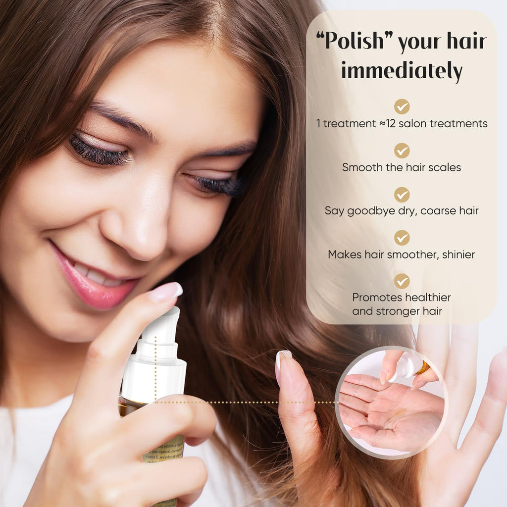 GREEONIL Hair Oil with Argan, Coconut & Olive Oils – Nourish, Smooth Frizz & Shine (2 Pack)