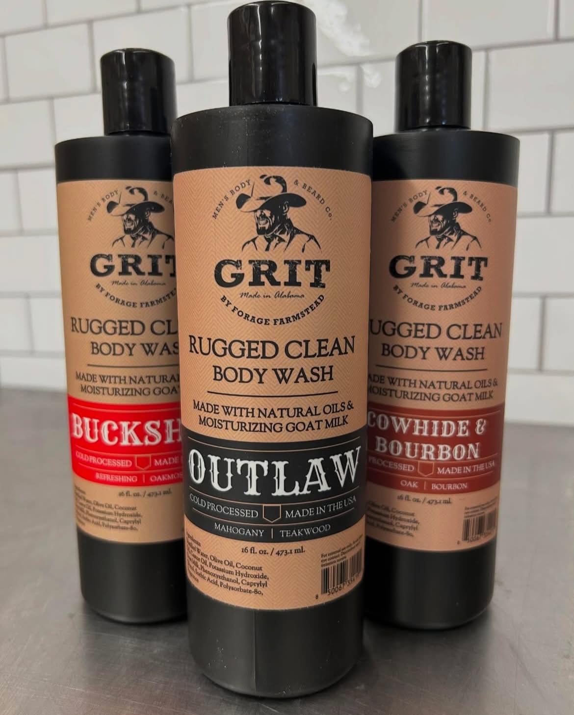 GRIT Goat Milk Body Wash Outlaw – All-Natural, Dye-Free, 16 oz