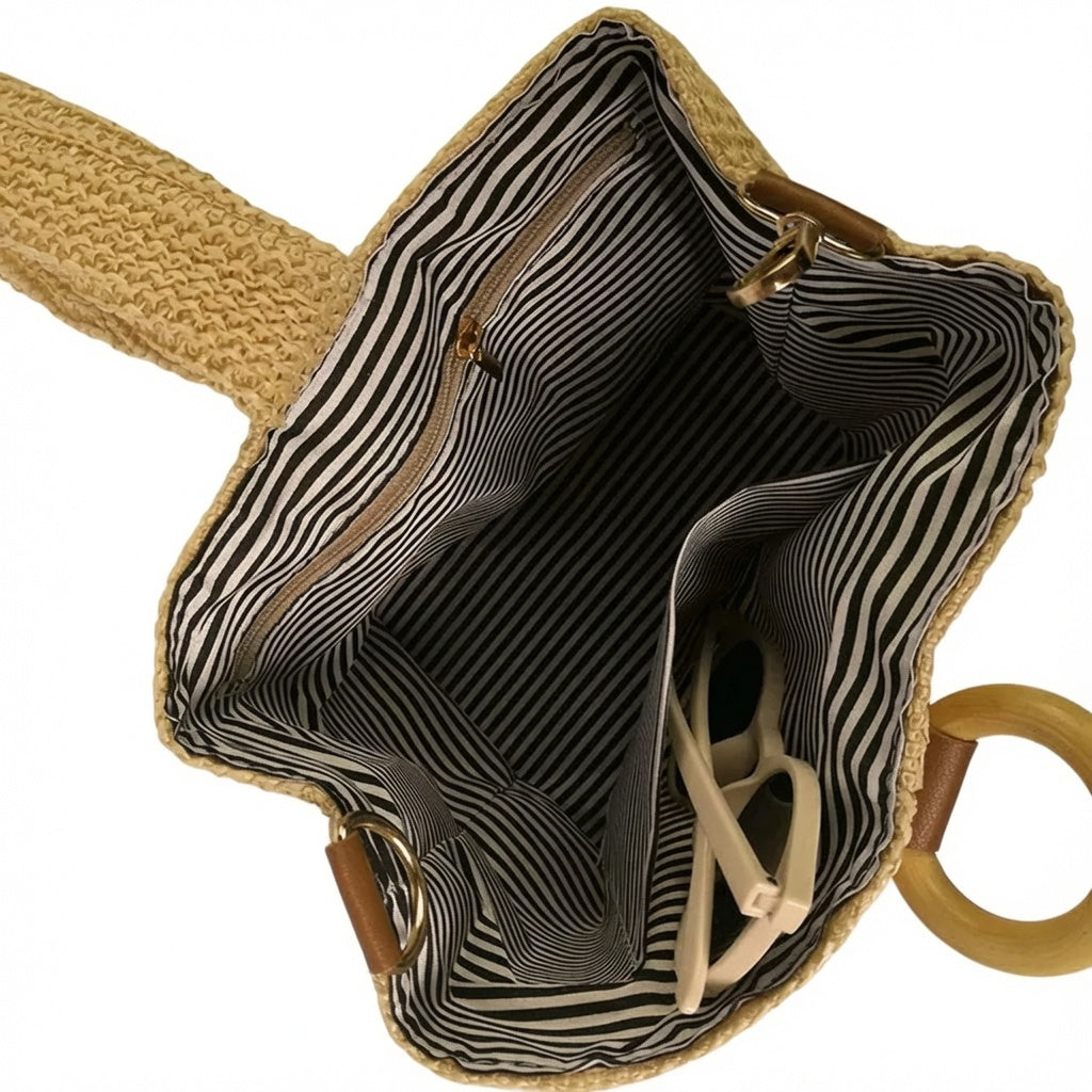 Chic Pouch Straw Bag With Top Carry Handle