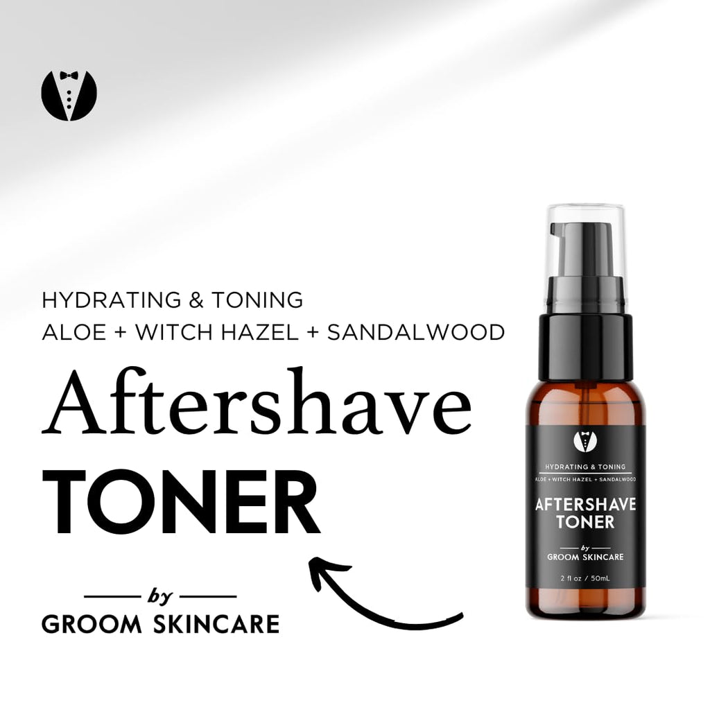 GROOM After Shave Toner for Men | Soothing, Pore-Tightening Formula with Aloe, Sandalwood, Chamomile & Vitamins A+E | 2 oz