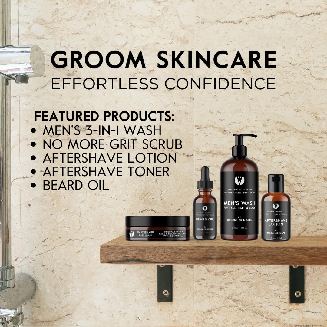 GROOM After Shave Toner for Men | Soothing, Pore-Tightening Formula with Aloe, Sandalwood, Chamomile & Vitamins A+E | 2 oz