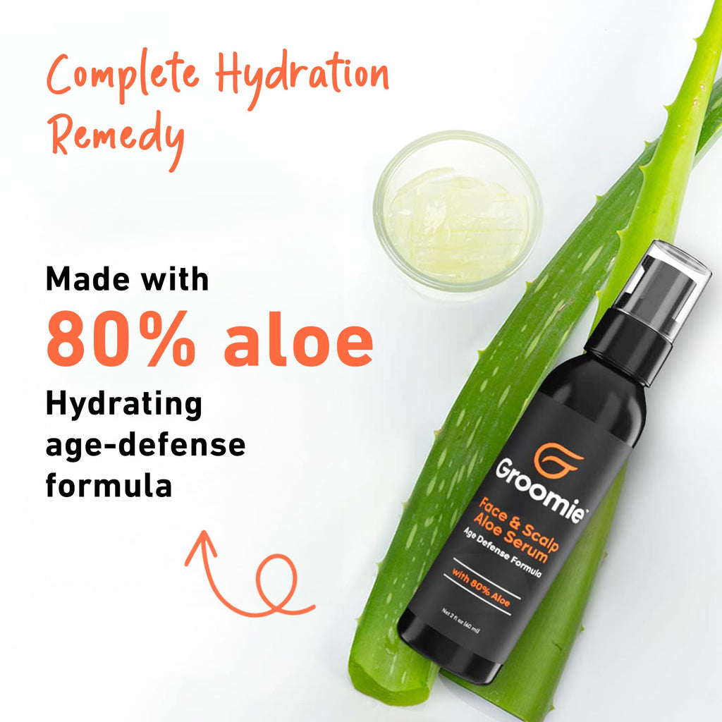 Groomie Face & Scalp Aloe Vera Serum — Hydrating, Soothing, Lightweight Skincare