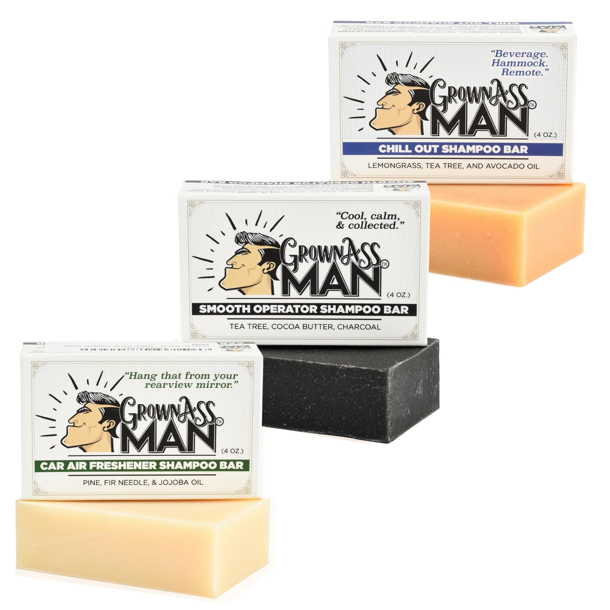 Grown Ass Man Co. Chill Dude 3-in-1 Shampoo Bar Bundle – All-Natural Grooming
