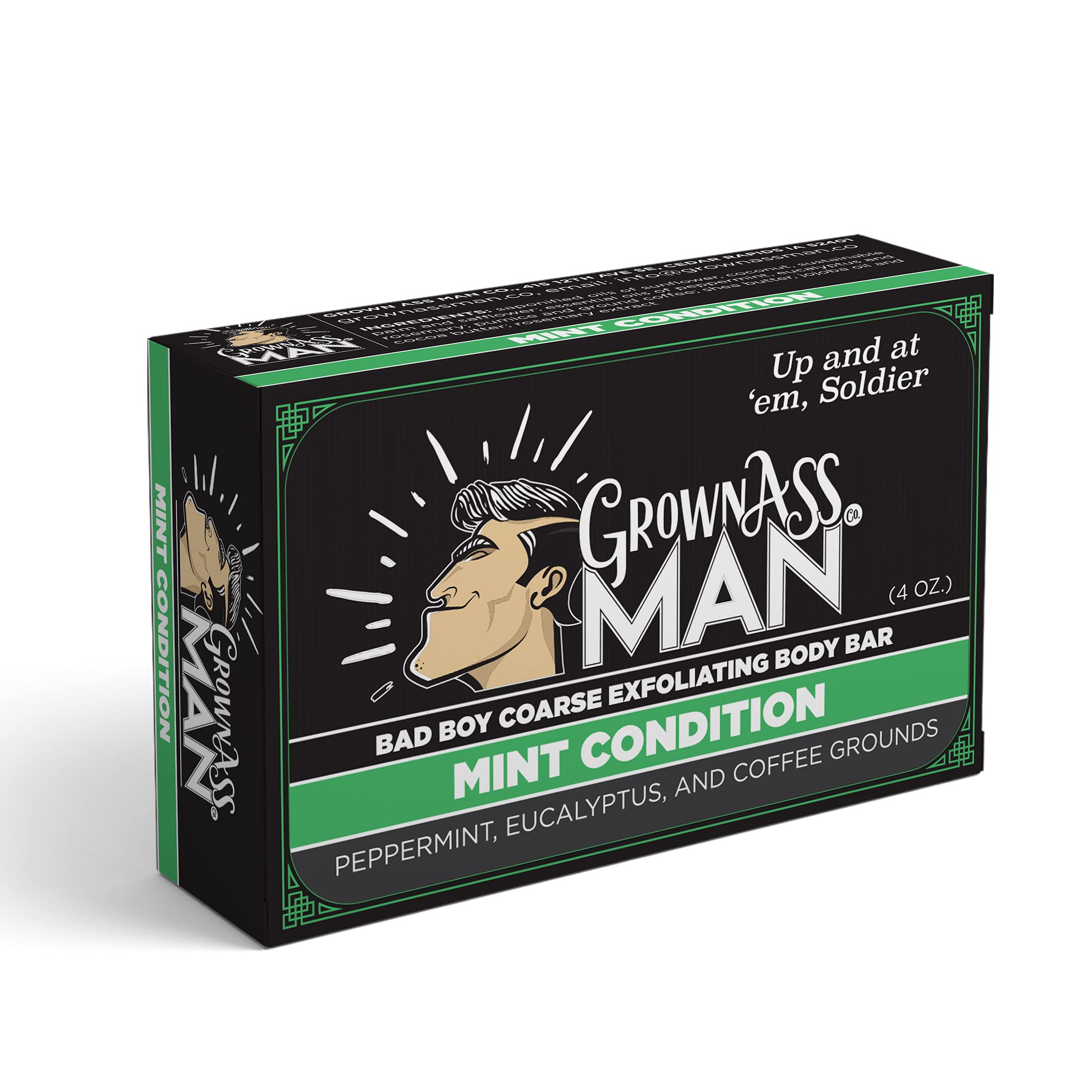 Grown Ass Man Co. Full Bath Bundle For Men - Mint Condition Shampoo Bar, Conditioner Bar & Body Bar (Plastic Free & Vegan)
