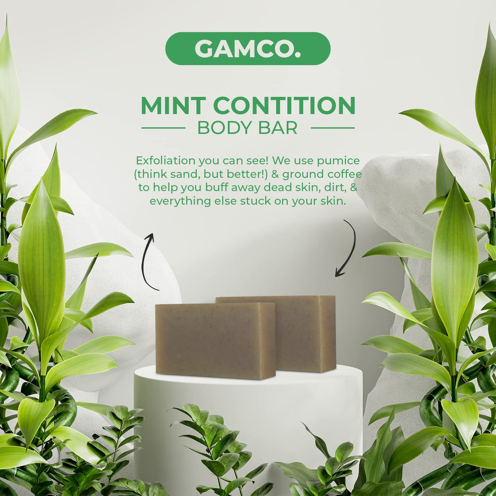 Grown Ass Man Co. Full Bath Bundle For Men - Mint Condition Shampoo Bar, Conditioner Bar & Body Bar (Plastic Free & Vegan)