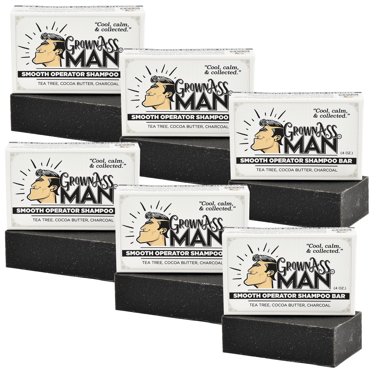 Grown Ass Man Co. Smooth Operator 3-in-1 Solid Shampoo Bar – Hair, Beard & Body (Plastic-Free)