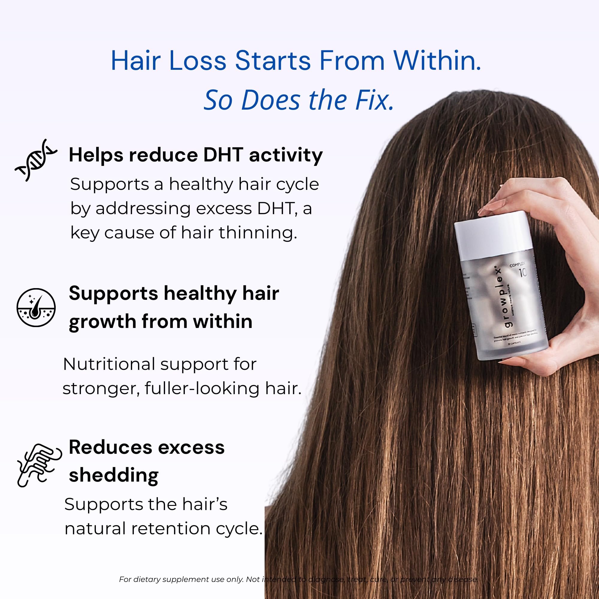 GROWPLEX Complex10 Hair Support Supplement – Biotin, Collagen & 10 Nutrients | 30 Caps