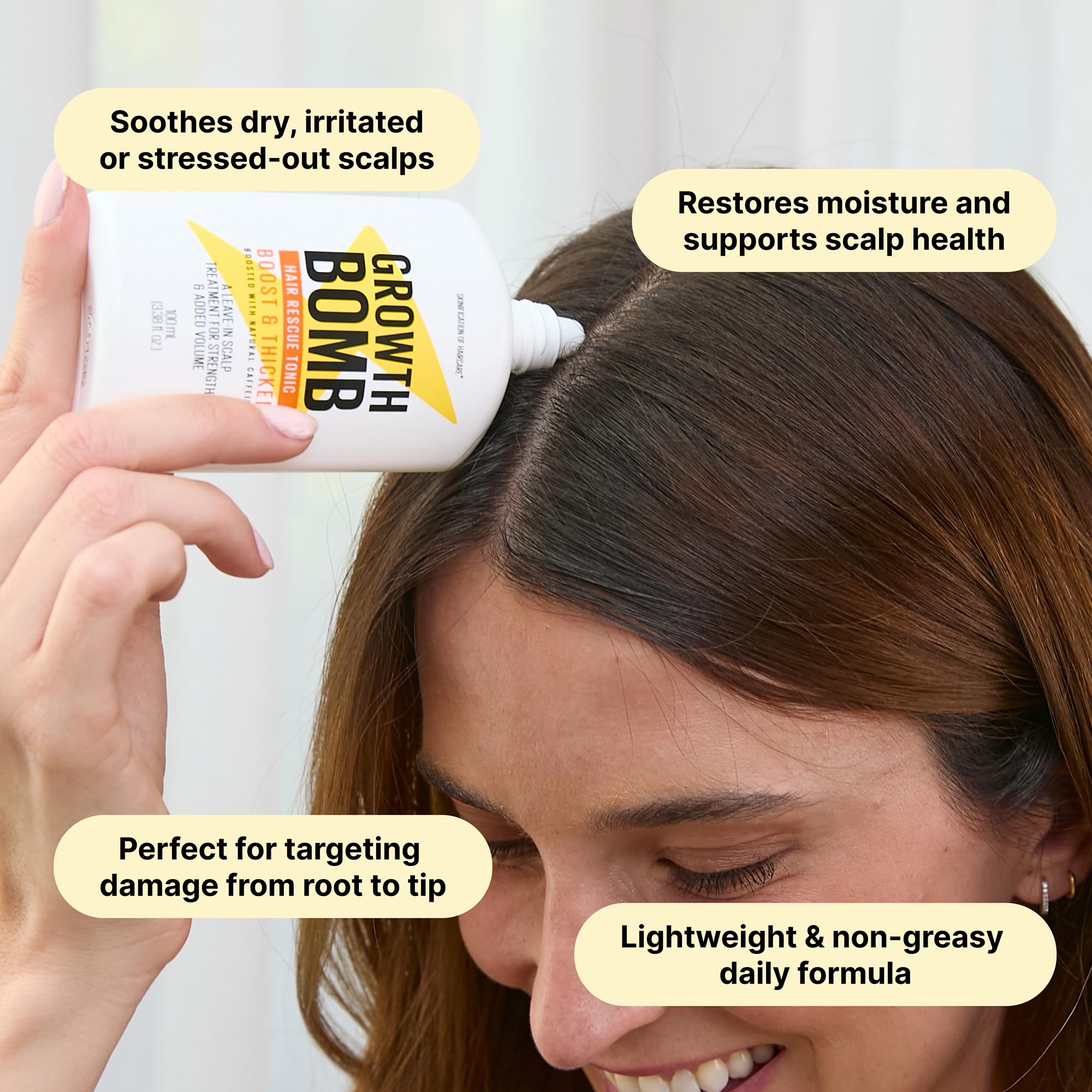 Growth Bomb Hair Rescue Tonic – Daily Root Serum with Natural Botanicals for Thicker-Looking Hair