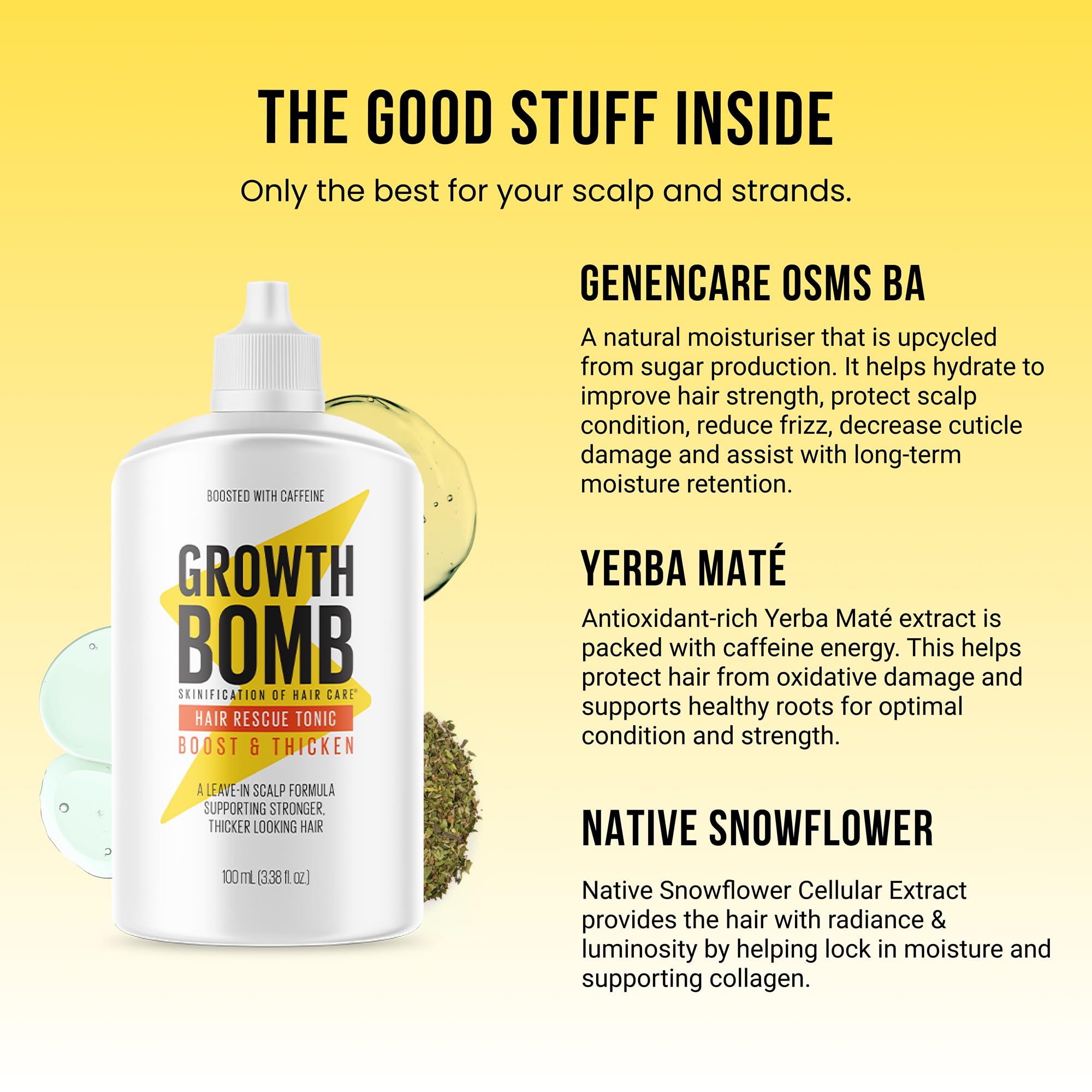 Growth Bomb Hair Rescue Tonic – Daily Root Serum with Natural Botanicals for Thicker-Looking Hair