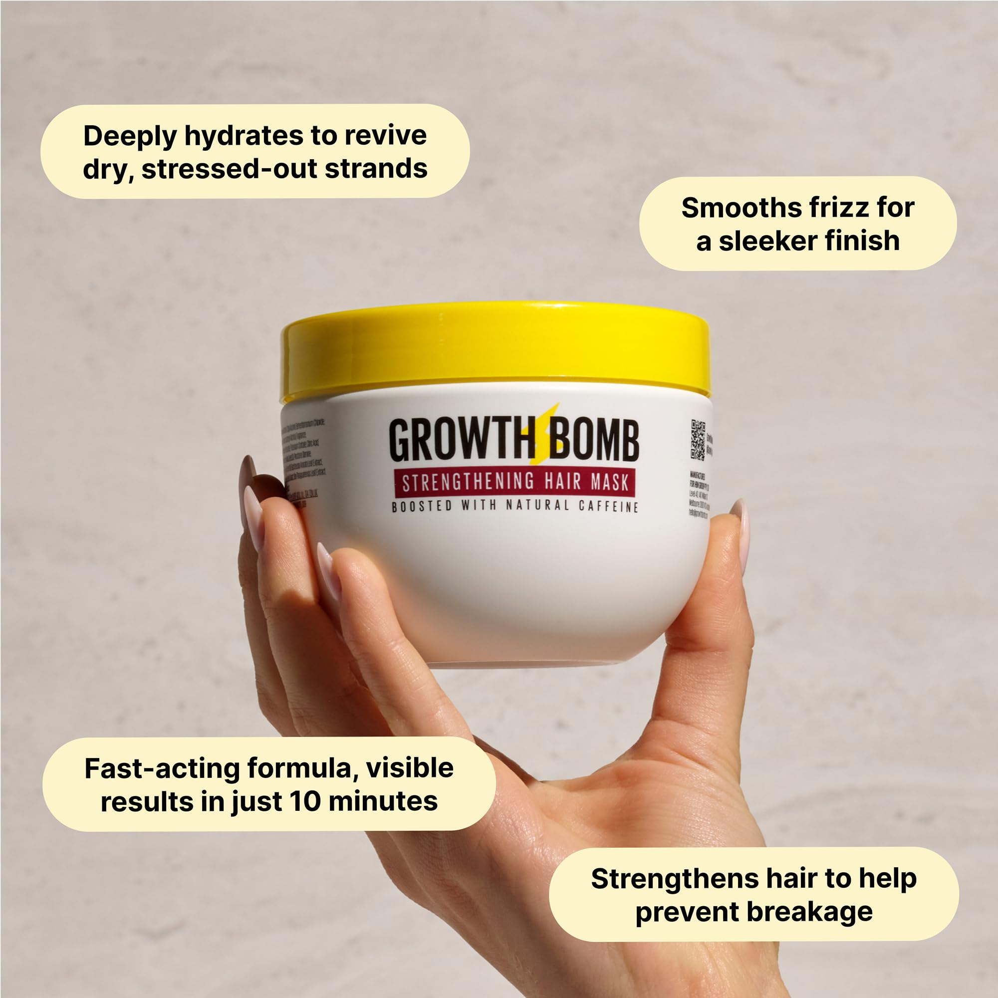 GROWTH BOMB Strengthening Hair Mask – Deep Conditioning for Damaged Hair (235 ml)