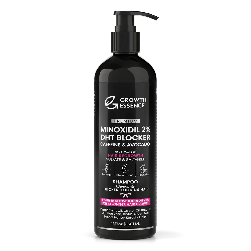 Growth Essence Minoxidil Shampoo for Women – 2% Regrowth Formula with Biotin, Caffeine & DHT Blockers