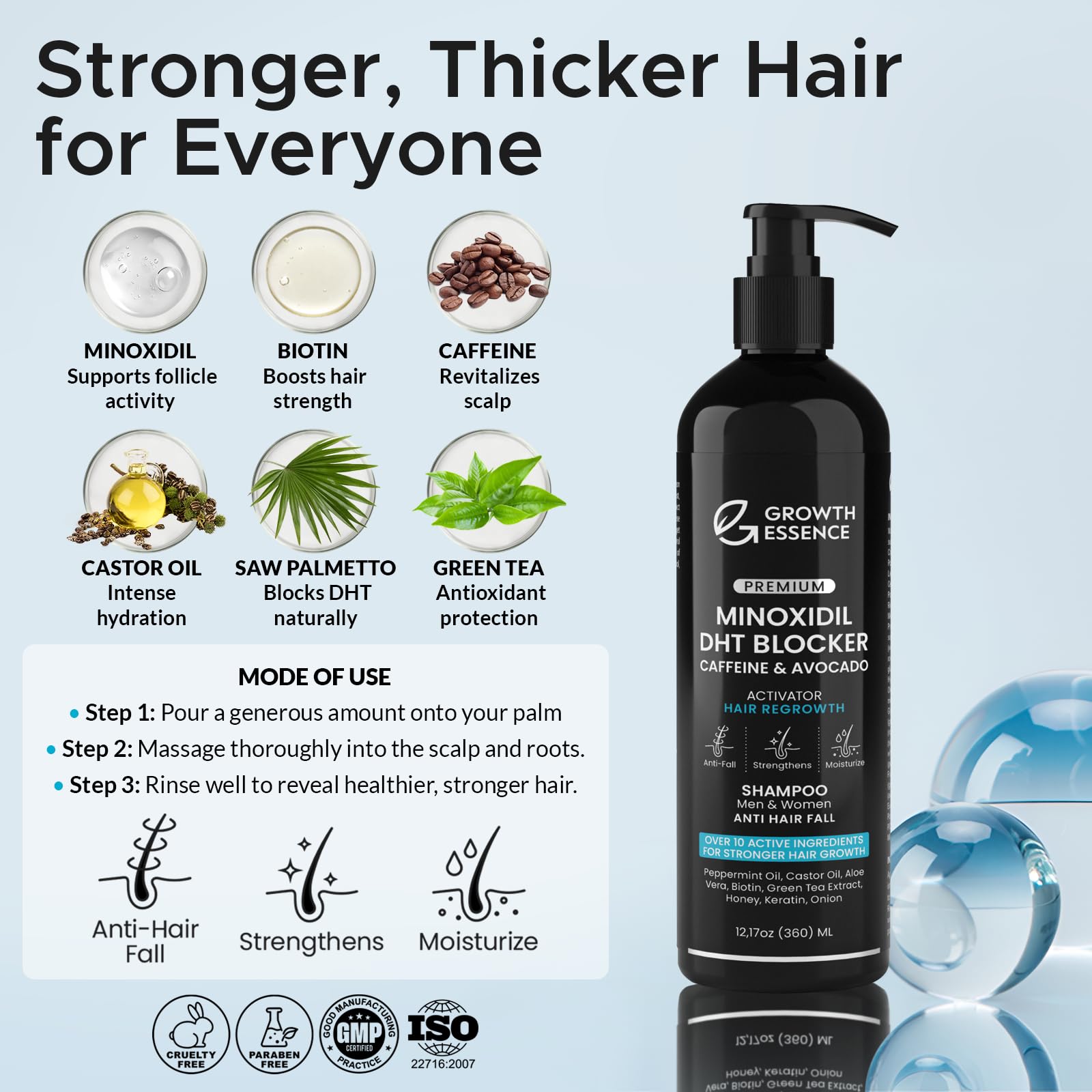 Growth Essence Twopack Thickening Hair Regrowth Shampoo – Minoxidil & Biotin