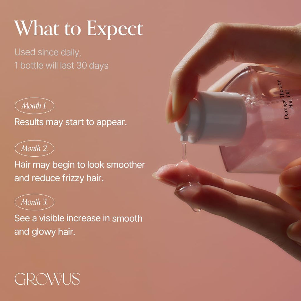 GROWUS Damage Therapy Hair Oil – Lightweight Protein Botanical Blend, UV & Heat Defense
