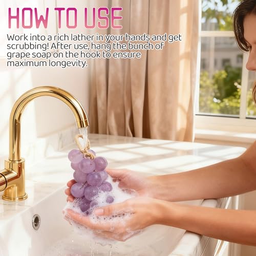 Gtyuoo Grape Soap On A Rope – Handmade Grape Cluster Soap with Lasting Fragrance