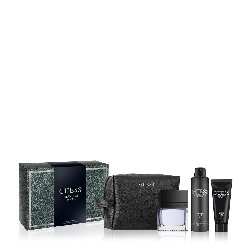 Guess Seductive Homme 4-Piece Gift Set – EDT, Body Spray, Shower Gel & Pouch