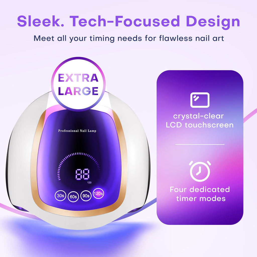 Gugusure 180W UV LED Nail Lamp – Fast Gel Curing, LCD Display, Auto Sensor