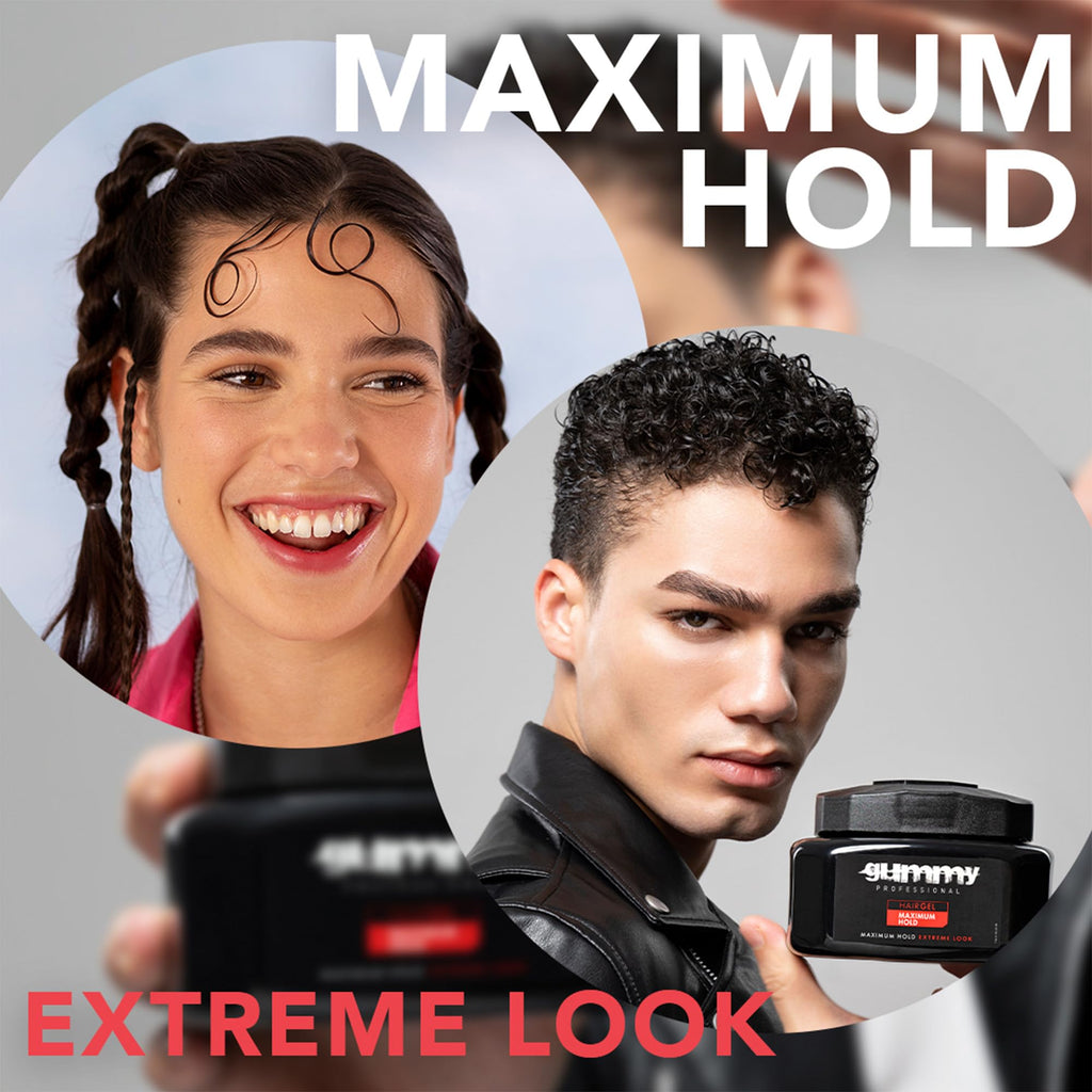 Gummy Professional Hair Gel 1000ml – Strong Hold for Slick Back, Curls, Braids