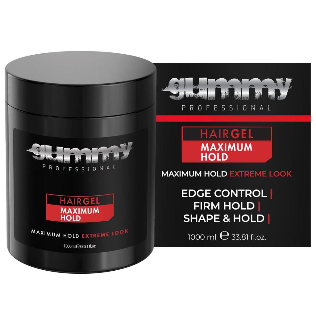 Gummy Professional Hair Gel 1000ml – Strong Hold for Slick Back, Curls, Braids