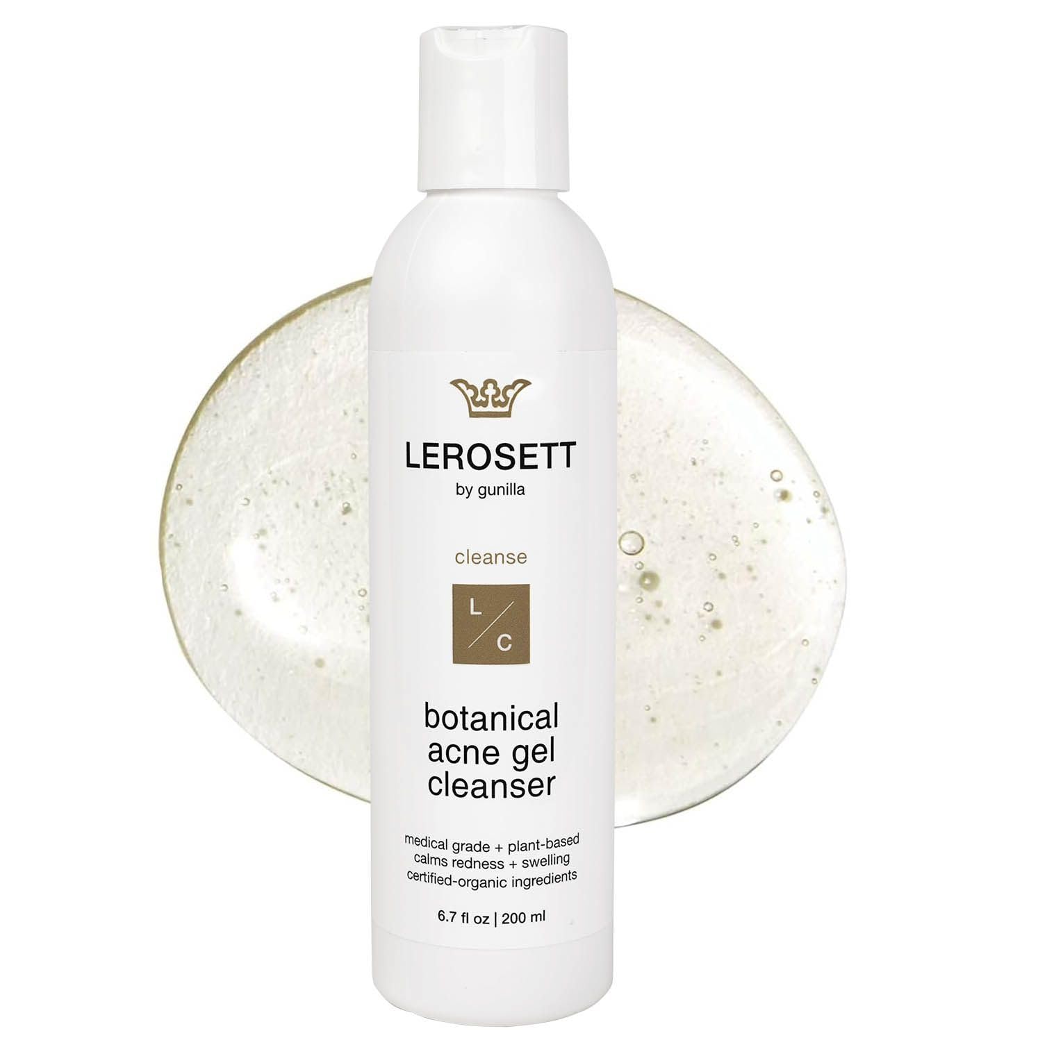 LEROSETT Botanical Acne Cleanser – 2% Salicylic Acid, 50% Aloe, Vegan, All Skin Types | 6.7 oz | Gunilla Of Sweden