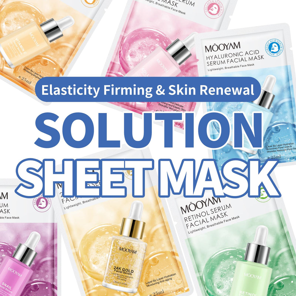 GUOYAOLIFU 24 Pack Serum Sheet Masks | Hydrating & Nourishing Facial Masks for All Skin Types