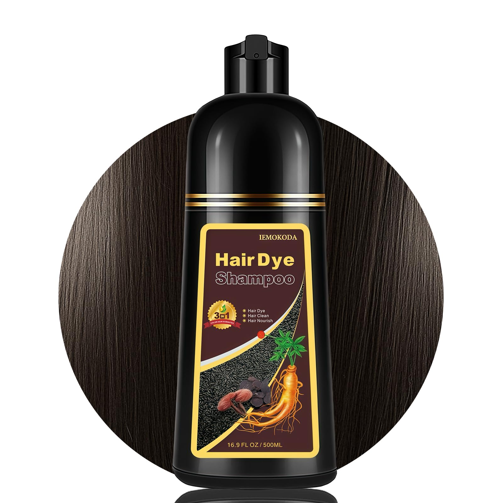 GURKOOYD Coffee Hair Dye Shampoo – Long-Lasting Brown Color, 16.9 fl oz, Easy to Use