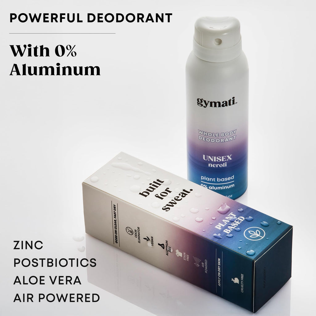 Gymati Natural Aluminum-Free Deodorant Spray - Unisex, Pack of 2