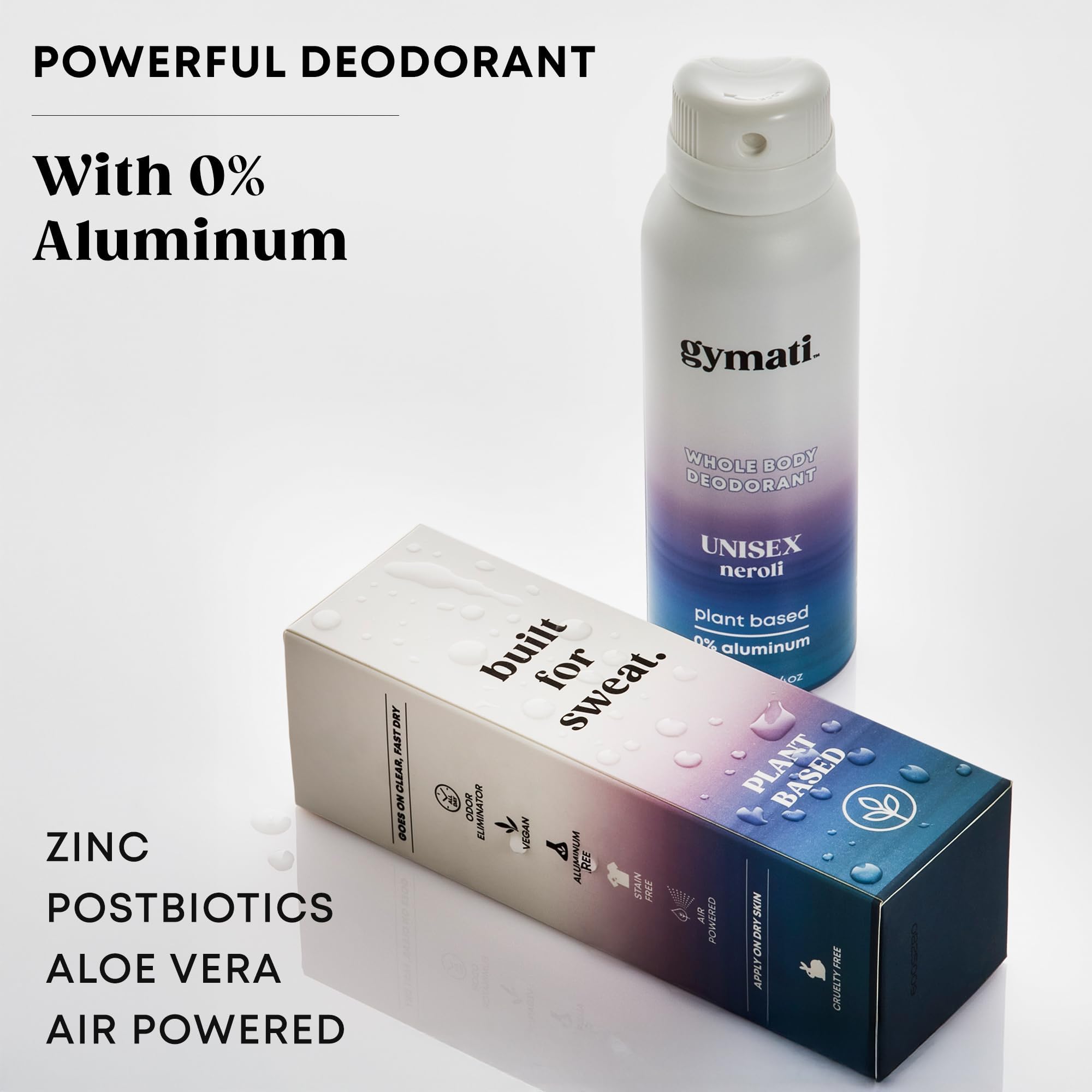Gymati Natural Aluminum-Free Deodorant Spray - Unisex, Pack of 2