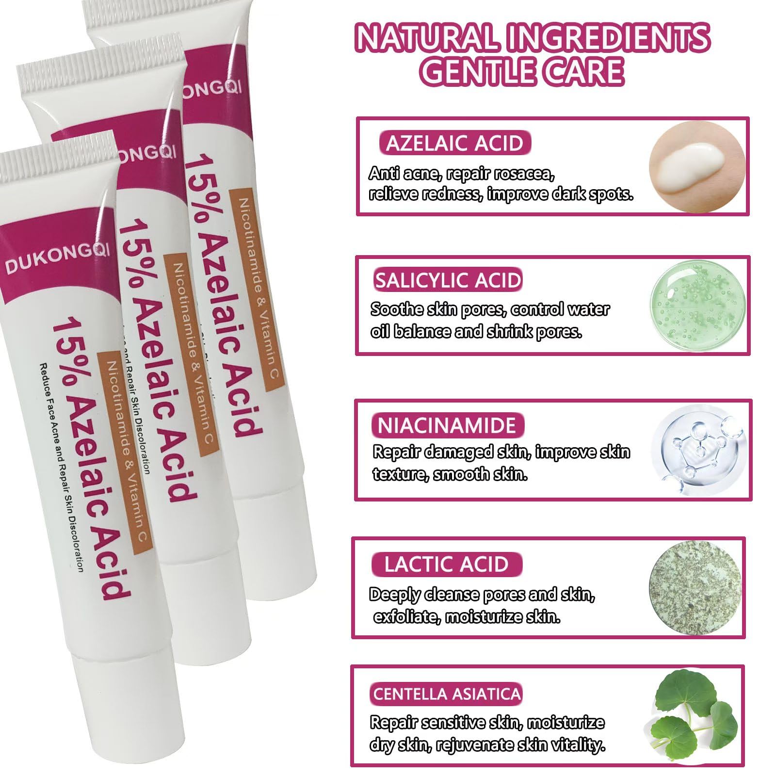 gzchaox Azelaic Acid Cream – 15% Facial Care Essence, 20g for Acne and Redness
